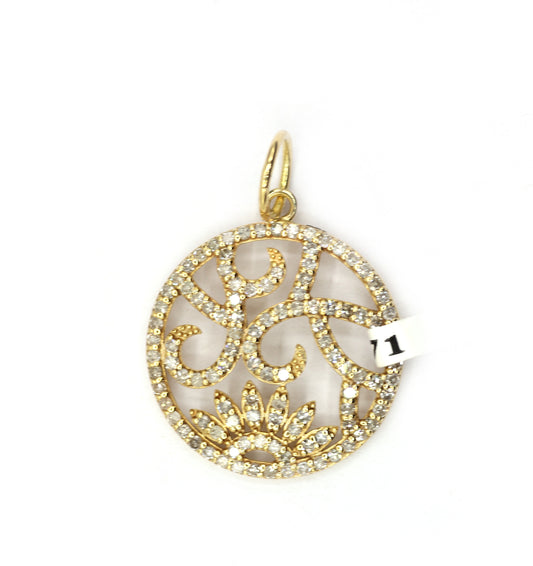 Round 14k Solid Gold Diamond Pendants.
