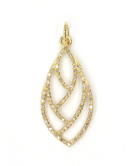 Leaf 14k Solid Gold Diamond Pendants.