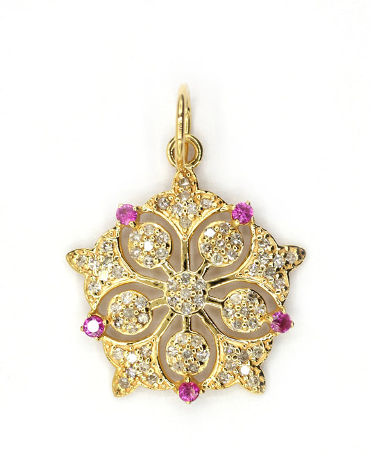 Round 14k Solid Gold Diamond Pendants.