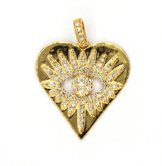 Heart 14k Solid Gold Diamond Pendants.