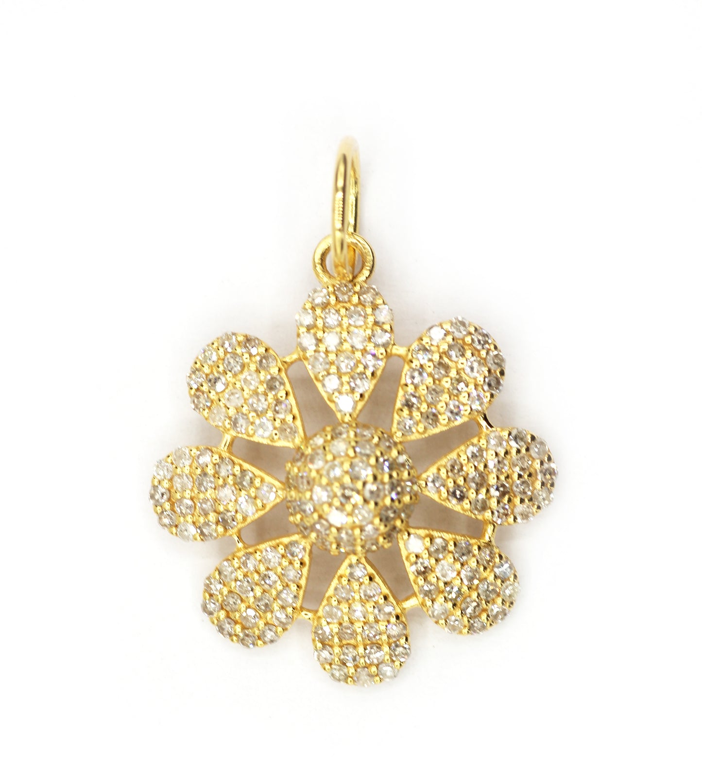 Flower 14k Solid Gold Diamond Pendants.