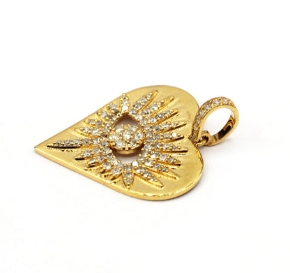 Heart 14k Solid Gold Diamond Pendants.