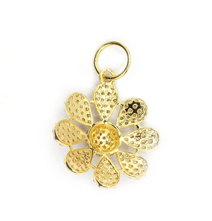 Flower 14k Solid Gold Diamond Pendants.