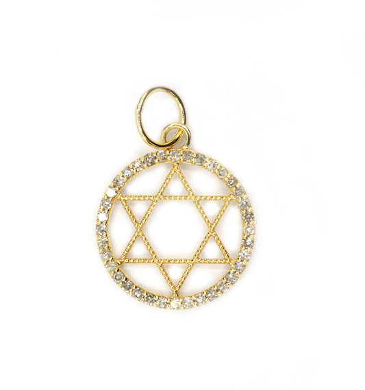 Round 14k Solid Gold Diamond Pendants.