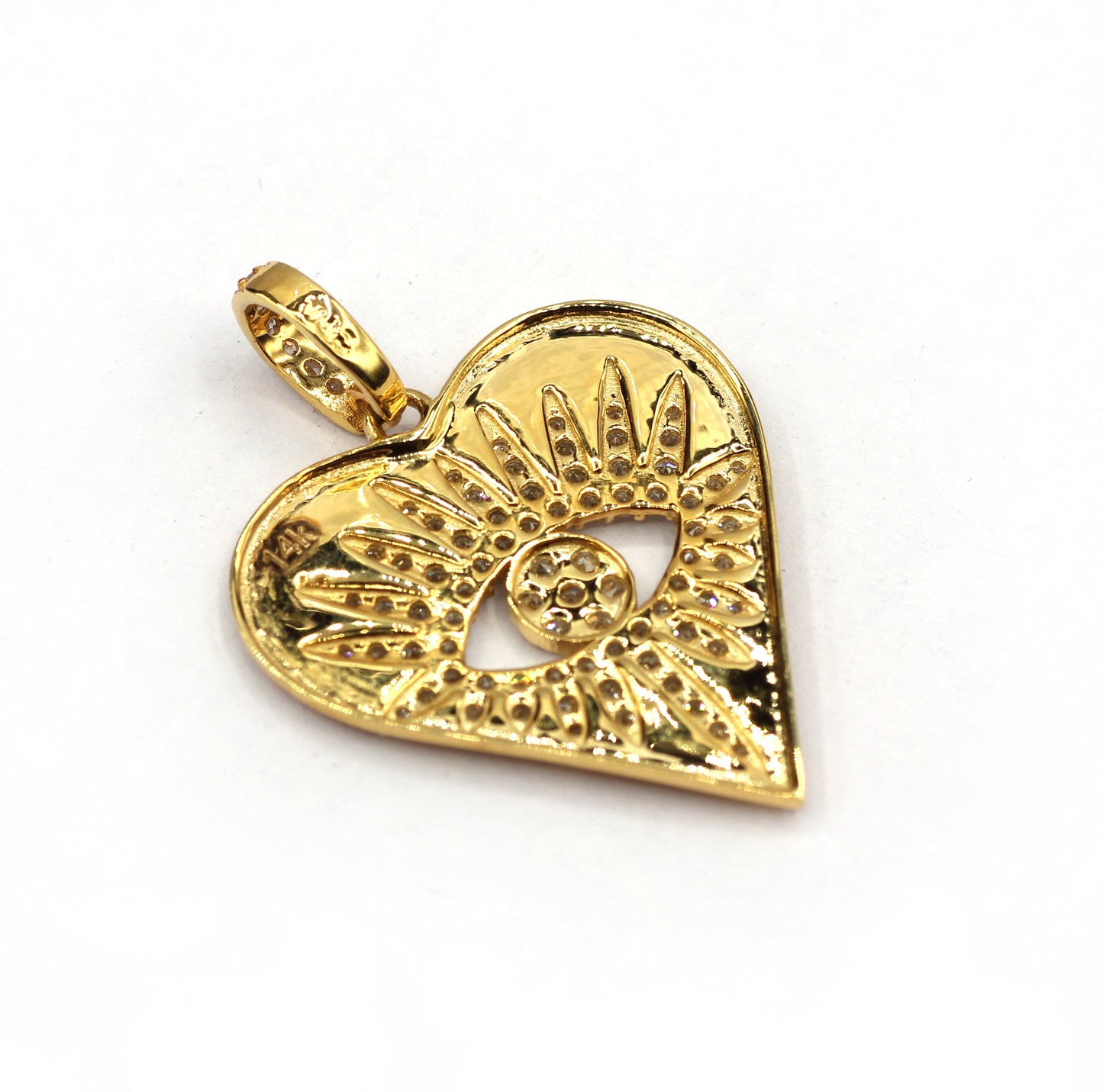 Heart 14k Solid Gold Diamond Pendants.