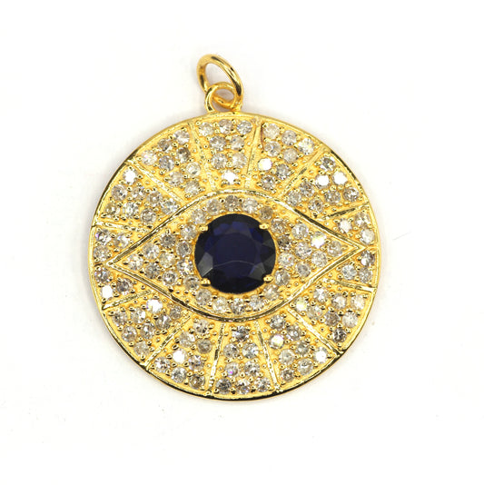 Evil Eye 14k Solid Gold Diamond Pendants.