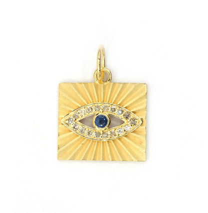Evil Eye 14k Solid Gold Diamond Pendants.
