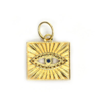 Evil Eye 14k Solid Gold Diamond Pendants.