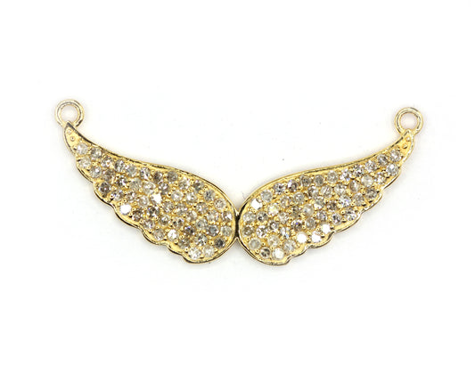 Wings 14k Solid Gold Diamond Pendants.
