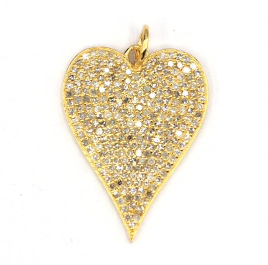 Heart 14k Solid Gold Diamond Pendants.