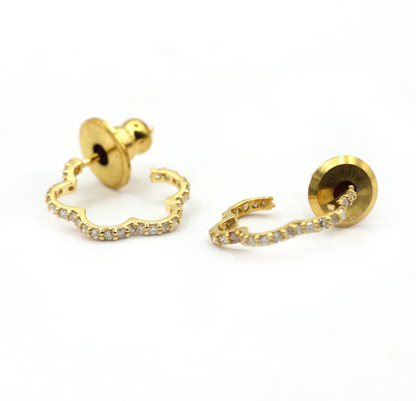 Loop 14k Solid Gold Diamond Earring. Genuine handmade pave diamond Earring. 14k Solid Gold Diamond Earring..