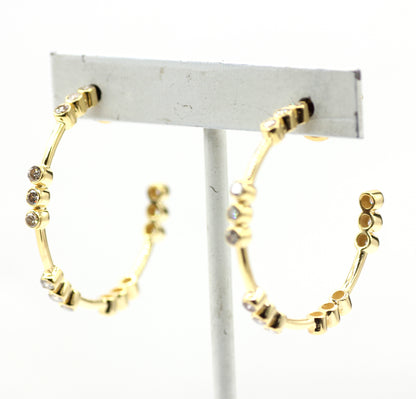 Loop 14k Solid Gold Diamond Earring. Genuine handmade pave diamond Earring. 14k Solid Gold Diamond Earring..