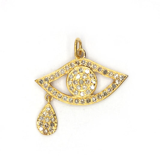 Evil eye 14k Solid Gold Diamond Pendants.