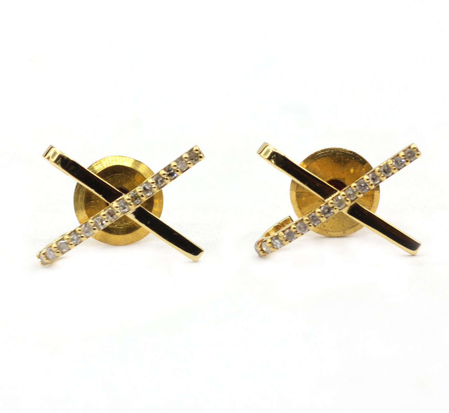X 14k Solid Gold Diamond Stud Earring. Genuine handmade pave diamond Earring. 14k Solid Gold Diamond Earring..
