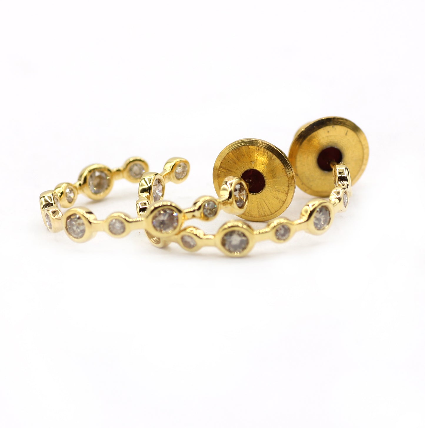 Loop 14k Solid Gold Diamond Earring. Genuine handmade pave diamond Earring. 14k Solid Gold Diamond Earring..