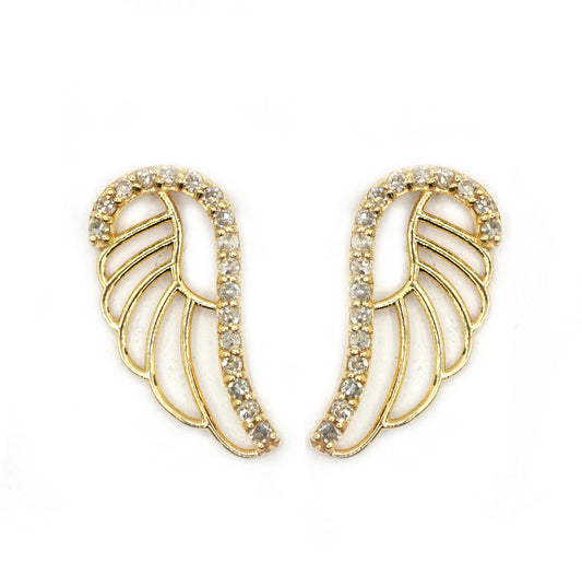 Wings 14k Solid Gold Diamond Stud Earring.14k Solid Gold Diamond Earring..