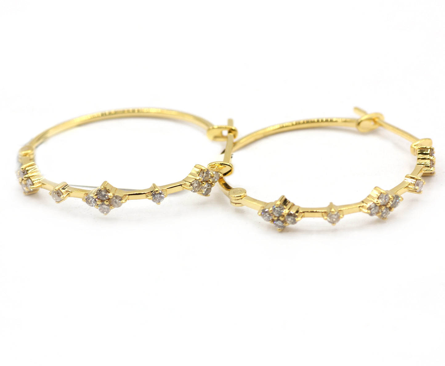 Hoop loop 14k Solid Gold Diamond Earring. Genuine handmade pave diamond Earring. 14k Solid Gold Diamond Earring..