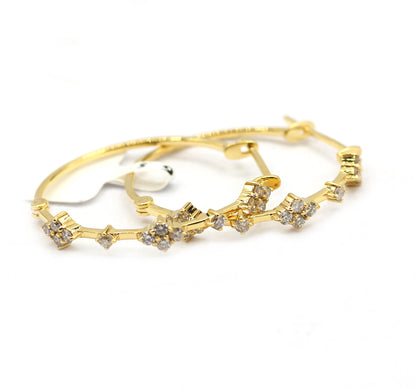 Hoop loop 14k Solid Gold Diamond Earring. Genuine handmade pave diamond Earring. 14k Solid Gold Diamond Earring..