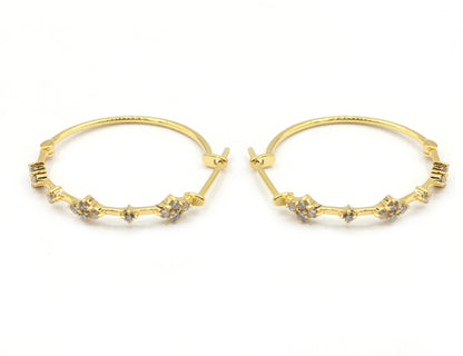 Hoop loop 14k Solid Gold Diamond Earring. Genuine handmade pave diamond Earring. 14k Solid Gold Diamond Earring..