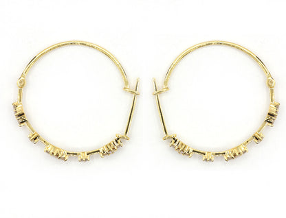 Hoop loop 14k Solid Gold Diamond Earring. Genuine handmade pave diamond Earring. 14k Solid Gold Diamond Earring..