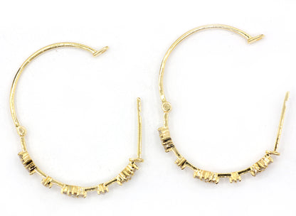 Hoop loop 14k Solid Gold Diamond Earring. Genuine handmade pave diamond Earring. 14k Solid Gold Diamond Earring..
