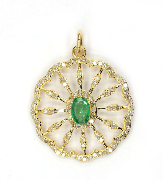 Round 14k Solid Gold Diamond Pendants.