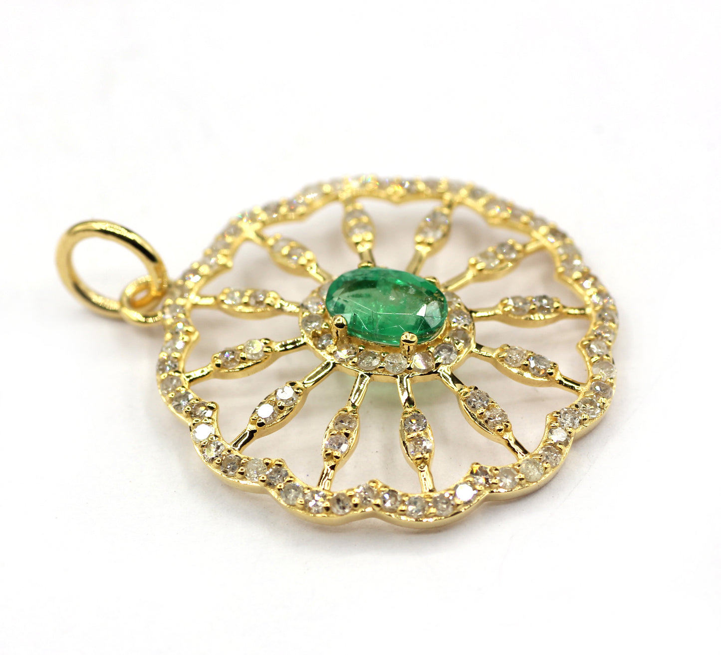 Round 14k Solid Gold Diamond Pendants.