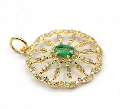 Round 14k Solid Gold Diamond Pendants.