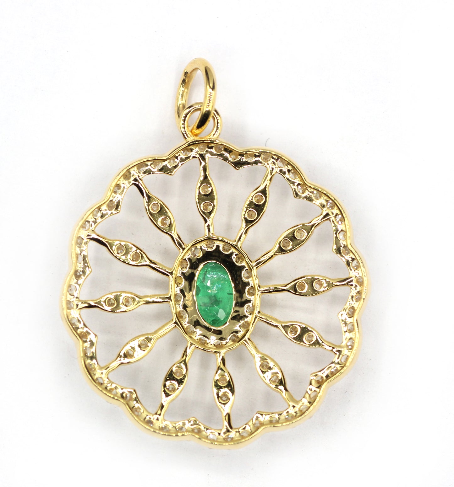 Round 14k Solid Gold Diamond Pendants.
