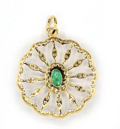 Round 14k Solid Gold Diamond Pendants.