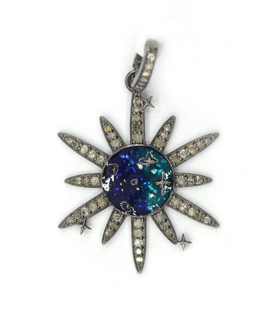 Star Silver Pave Diamond Pendant