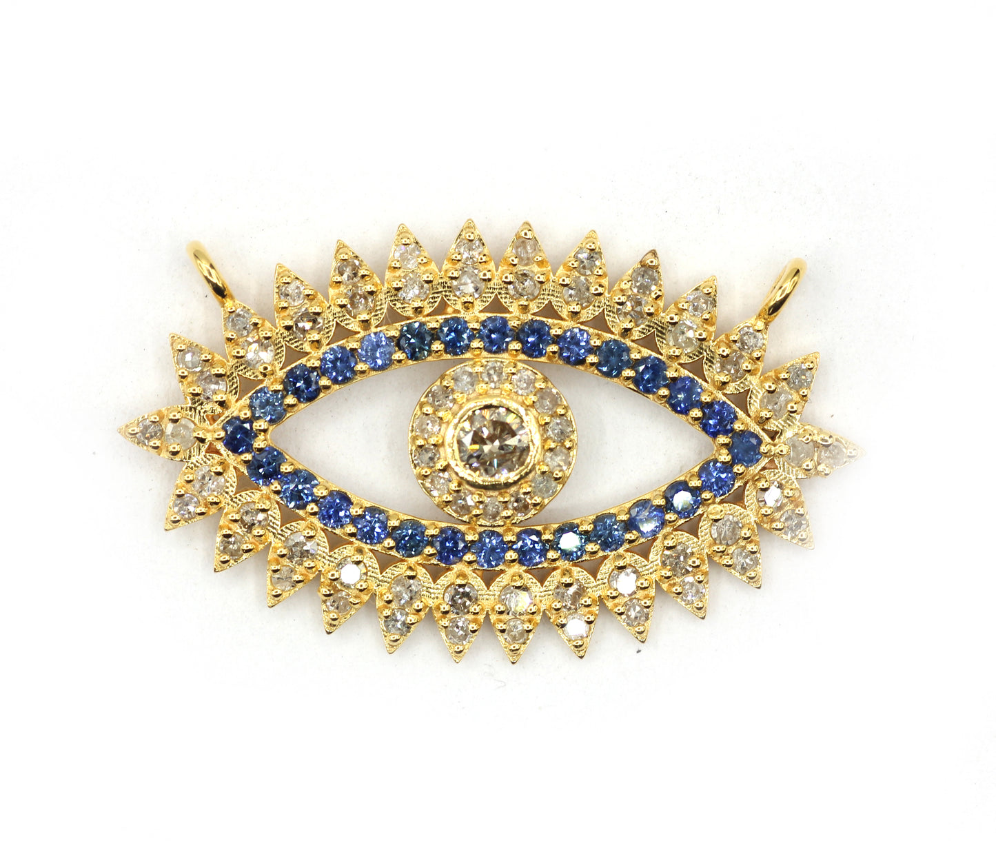 Evil Eye 14k Solid Gold Diamond Pendants.