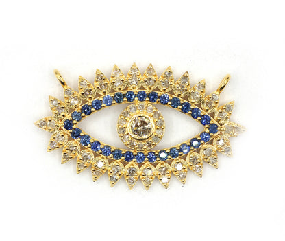 Evil Eye 14k Solid Gold Diamond Pendants.