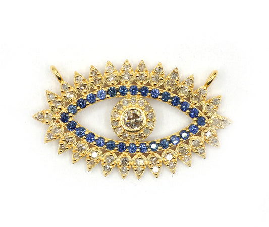 Evil Eye 14k Solid Gold Diamond Pendants.