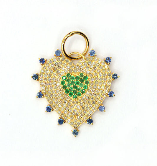 Heart 14k Solid Gold Diamond Pendants.