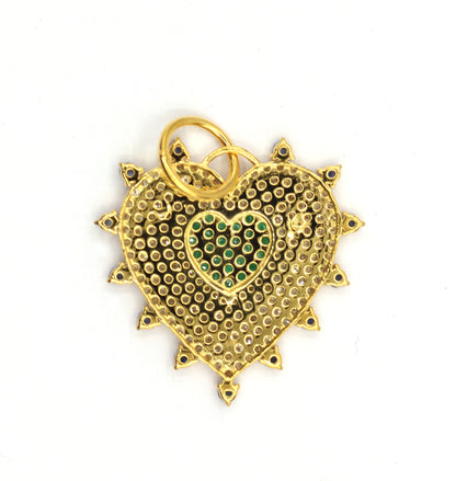 Heart 14k Solid Gold Diamond Pendants.