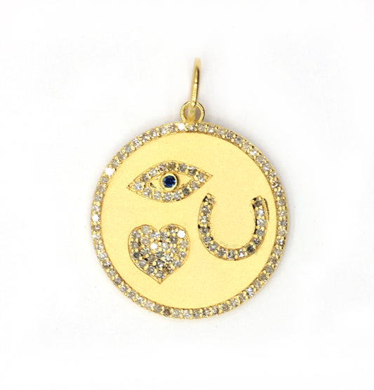 Round 14k Solid Gold Diamond Pendants.