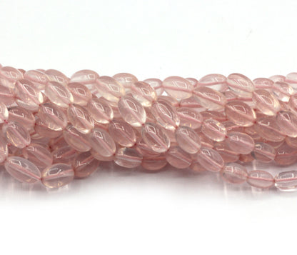 Rose Quartz Beads Smooth Oval Genuine Natural Rose Quartz Gemstone Beads