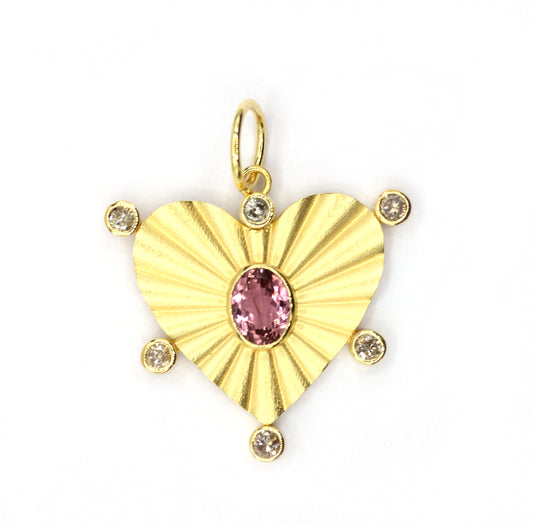 Heart 14k Solid Gold Diamond Pendants.