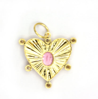 Heart 14k Solid Gold Diamond Pendants.