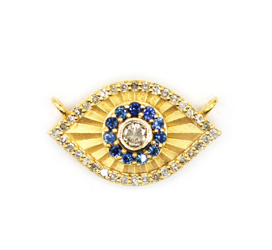Evil Eye 14k Solid Gold Diamond Pendants.
