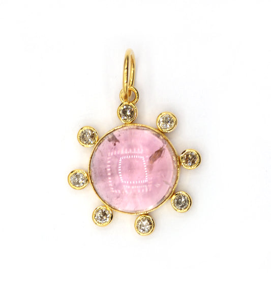 Round 14k Solid Gold Diamond Pendants.