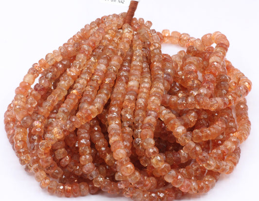 Sunstone Faceted Bead, Size 7 mm,