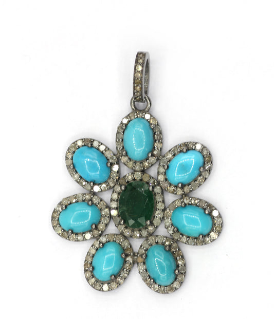 Flower Pave Diamond Pendant