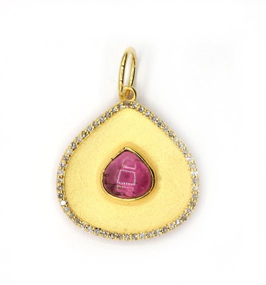 Pear 14k Solid Gold Diamond Pendants.