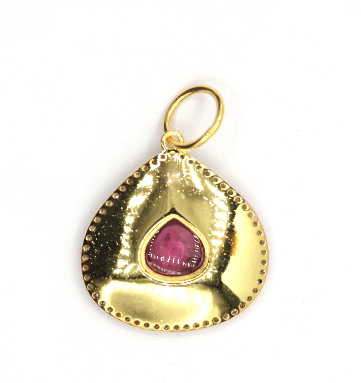 Pear 14k Solid Gold Diamond Pendants.