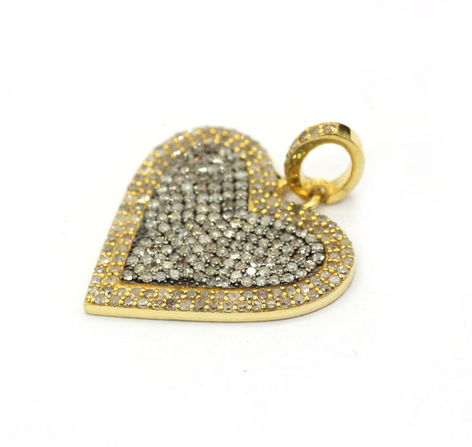 Heart Silver Pave Diamond Pendant