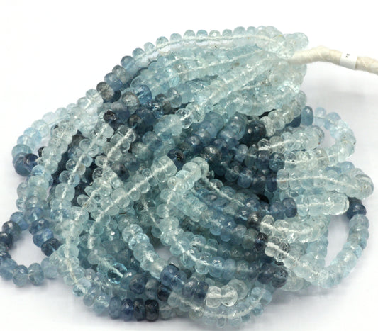 Moss Aquamarine faceted Bead, Size 6 to 7 mm