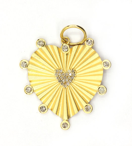Heart 14k Solid Gold Diamond Pendants.