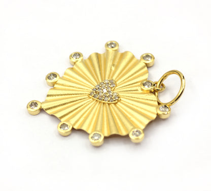 Heart 14k Solid Gold Diamond Pendants.